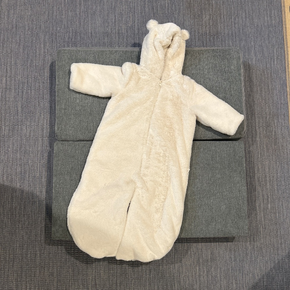 Baby Gap faux fur hooded zip up one piece